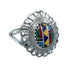Southwestern Manmade Multicolor Inlay Sterling Silver Ring Size 7 JX131081